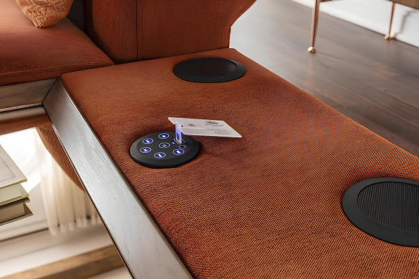 Canapé 321 trois places en tissu Tonal Bleu-Orange