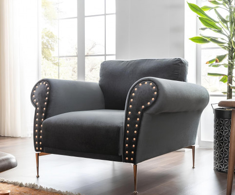 Canapé 321 trois places en tissu Tonal Bleu-Orange