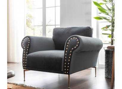 Fauteuil à oreilles, fauteuil cocktail, design moderne, bleu, tissu