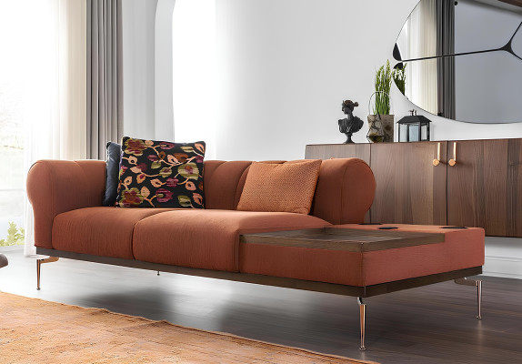 Canapé en tissu orange moderne pour deux personnes 234 cm