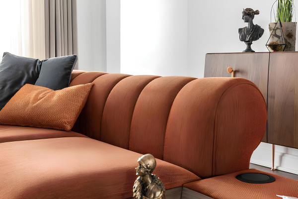 Canapé en tissu orange moderne pour deux personnes 234 cm