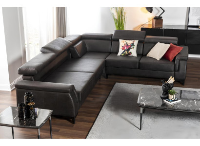 Canapé en cuir Mustasta avec fonction lit