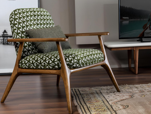 Fauteuil moderne sans accoudoirs gris chaise cocktail tissu vert