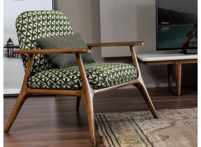 Fauteuil moderne sans accoudoirs gris chaise cocktail tissu vert