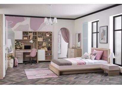 Ensemble de lit en bois rose de 9 pièces