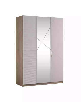 Armoire moderne à trois portes avec miroir en bois