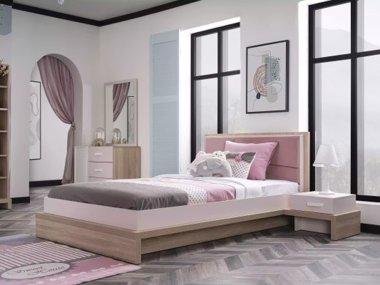 Lit pour enfant en bois rose moderne