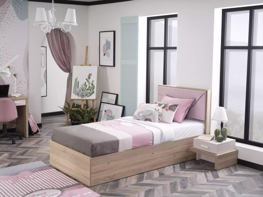 Tapis de jeu en bois rose moderne avec espace de rangement