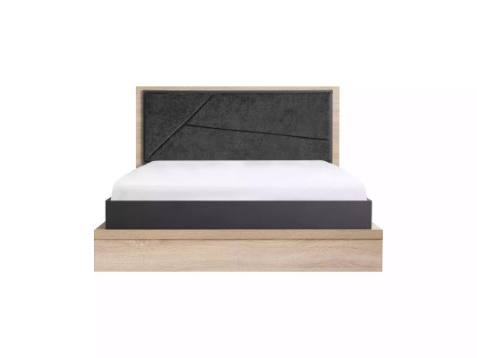 Lit double avec cadre en bois gris pour chambre d'adolescent moderne