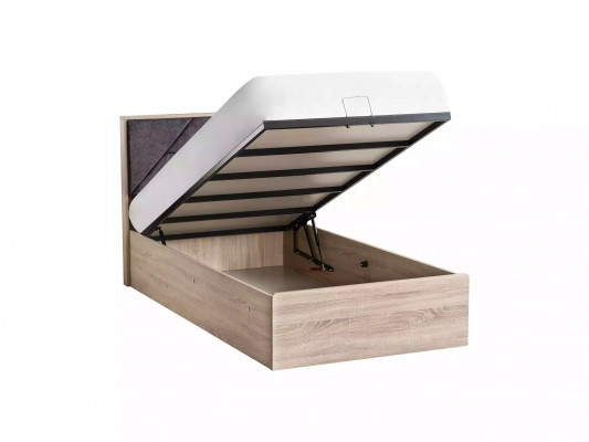 Lit de rangement Barnes, structure en bois, gris, lits pour chambre d'enfants