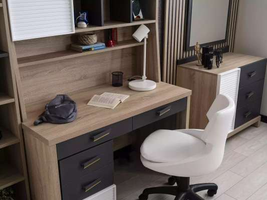 Chaise pivotante pour enfants, chaise de bureau pour enfants, pouf blanc