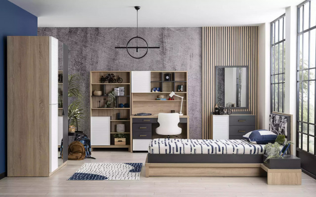 Ensemble de meubles pour chambre d'enfants 7 pièces gris