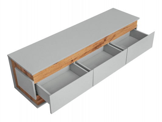 Meuble TV gris design en bois pour salon 4 pièces