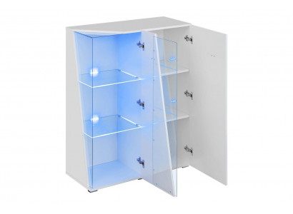 Meuble TV moderne blanc avec vitrine