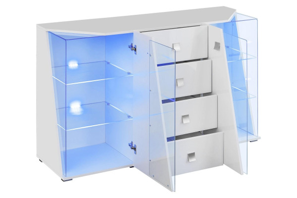 Armoire blanche luxueuse 2x vitrine pour salon moderne