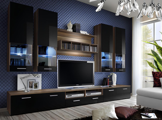 Meuble de salon en bois noir luxueux
