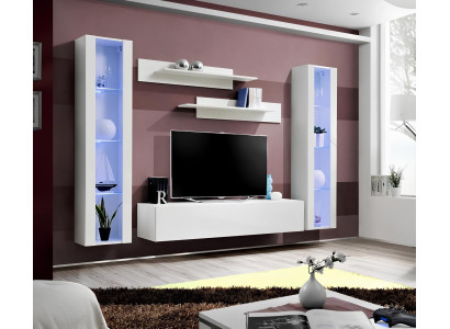 Mur de salon 5 pièces rtv 2x vitrine suspendue meubles design style moderne