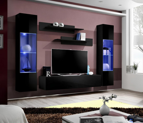 Meuble de télévision moderne avec étagères design de 5 pièces