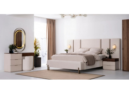 Ensemble de meubles de chambre à coucher complet et luxueux avec lit, banc et 2 tables de nuit 3 pièces