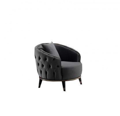 Fauteuil Chesterfield rond gris pour salon