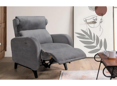 Fauteuil inclinable gris avec repose-pieds de luxe pour salon
