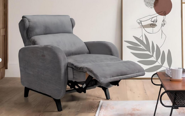 Fauteuil inclinable gris avec repose-pieds de luxe pour salon