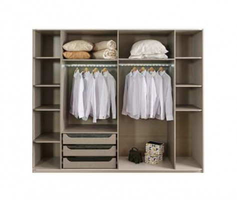 Armoire en verre blanc brillant, armoires design pour chambre, meubles en bois