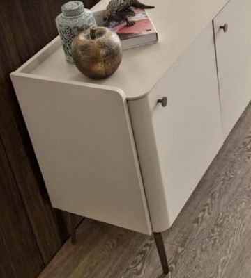 Ensemble de salle à manger blanc design avec 6 chaises rembourrées et buffet