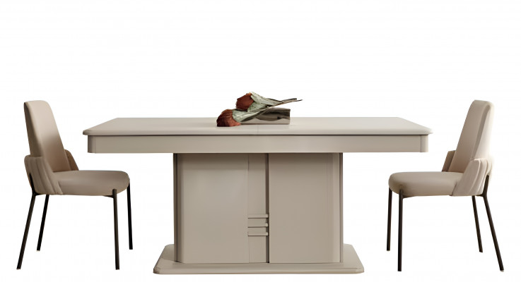 Ensemble de salle à manger blanc design avec 6 chaises rembourrées et buffet