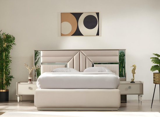 Ensemble de chambre complet de 5 pièces lit 2 tables de nuit armoire coiffeuse en bois