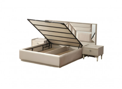 Lit matrimonial au design pour chambre à coucher de luxe en bois