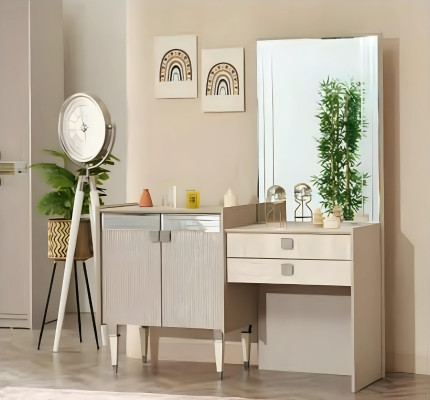 Meuble de coiffeuse de luxe pour chambre avec miroir design en bois moderne