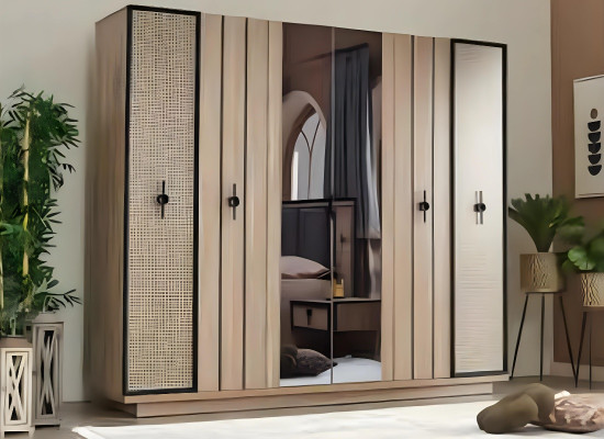 Ensemble de chambre moderne complet de 6 pièces avec lit luxueux et armoire