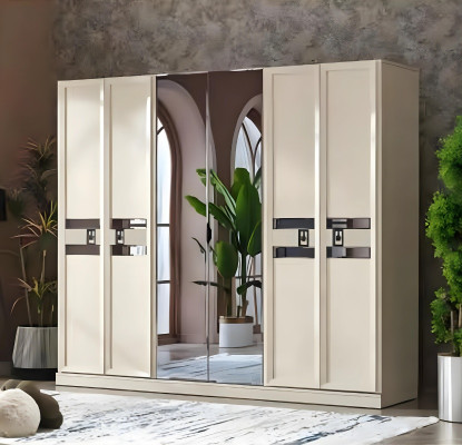 Ensemble de meubles de chambre à coucher de luxe au design moderne de 5 pièces lit double armoire