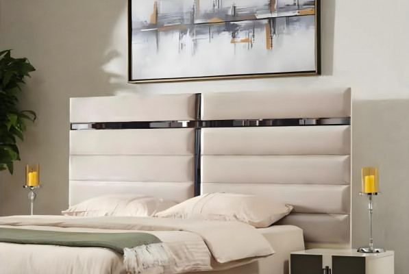 Ensemble de meubles en bois au design moderne pour chambre à coucher 6 pièces lit matrimonial luxe 2 tables de nuit