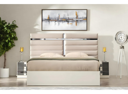 Lit en bois beige de luxe pour chambre à coucher lit matrimonial design moderne style