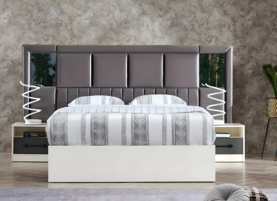 Lit matrimonial moderne en bois design de mobilier