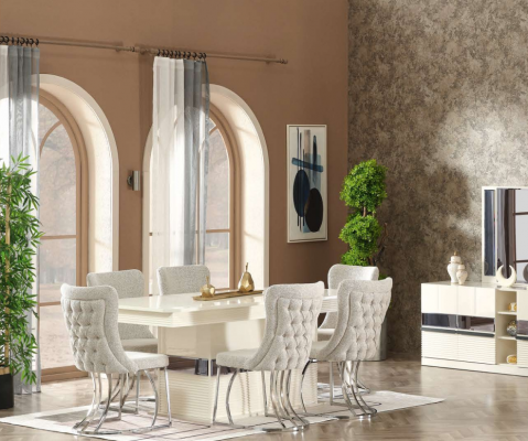 Ensemble de salle à manger de 7 pièces Table à manger avec 6 chaises Design moderne Meubles de luxe Complet