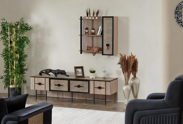 Meuble TV de salon en bois, armoire murale moderne de luxe
