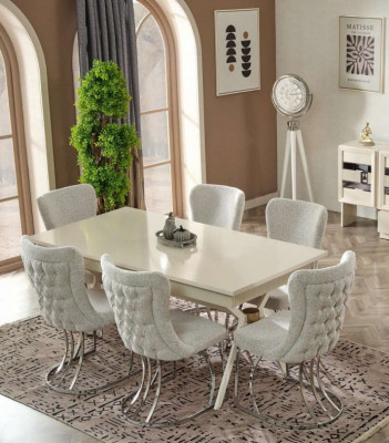 Table à manger avec 6 chaises Ensemble complet design moderne meubles en bois