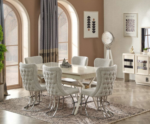 Table à manger avec 6 chaises Ensemble complet design moderne meubles en bois