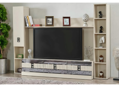 Mur de salon moderne meubles de design en bois support de TV luxe