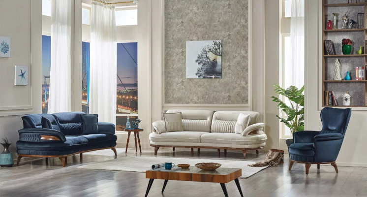 Ensemble de canapés de salon 3 pièces en tissu 2x canapés 3 places moderne fauteuil meubles de luxe