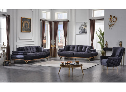 Jeu de canapé 3+3+1 fauteuils en tissu luxueux pour salon