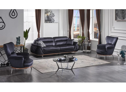 Jeu de canapés de luxe noir 3+1+1 pour salon