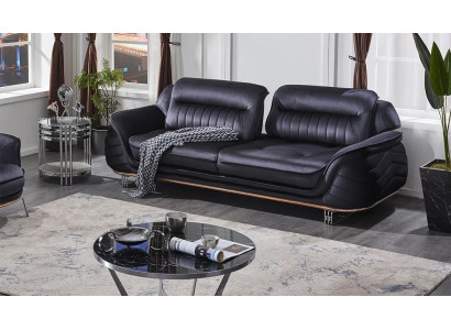Canapé trois places noir au design luxueux meubles rembourrés