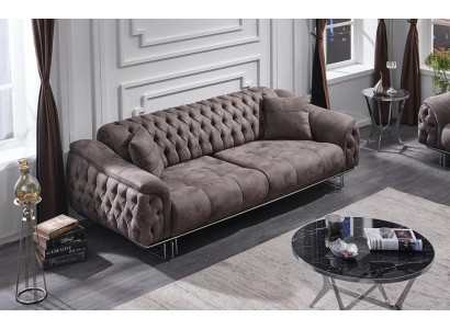 Canapé moderne de luxe trois places en tissu Chesterfield
