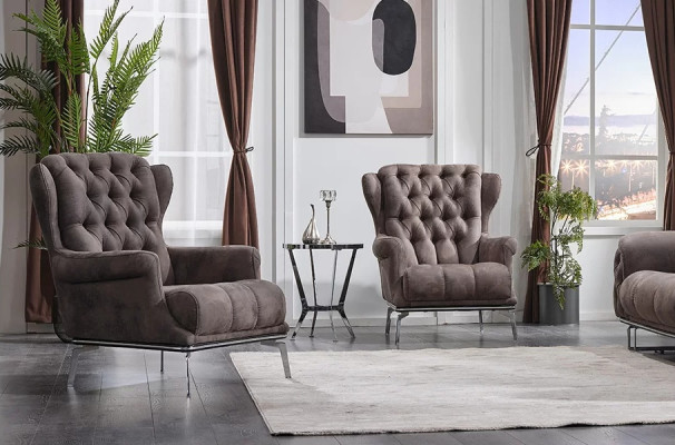 Fauteuil Chesterfield moderne de luxe 2x pour meubles de salon
