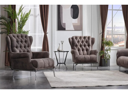 Fauteuil Chesterfield moderne de luxe 2x pour meubles de salon