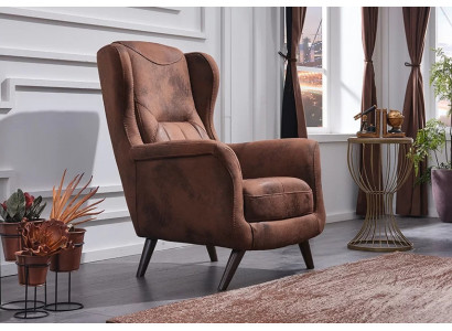Fauteuil moderne de luxe pour salon en cuir marron